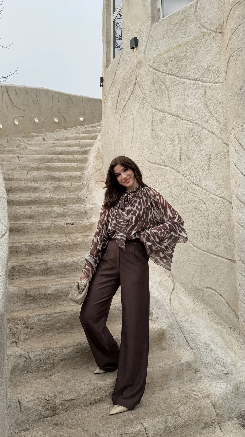 Kadife Cırt Detay Pantolon - Kahverengi - Kod: 3997