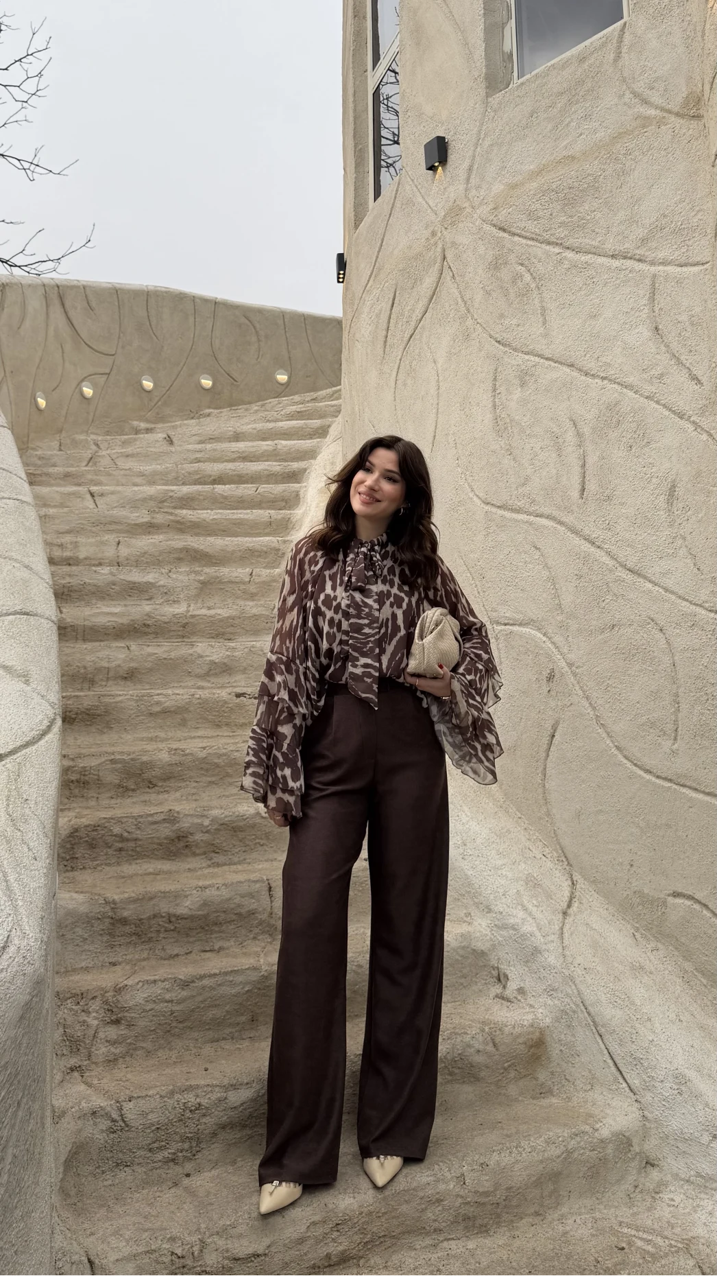 Kadife Cırt Detay Pantolon - Kahverengi - Kod: 3997