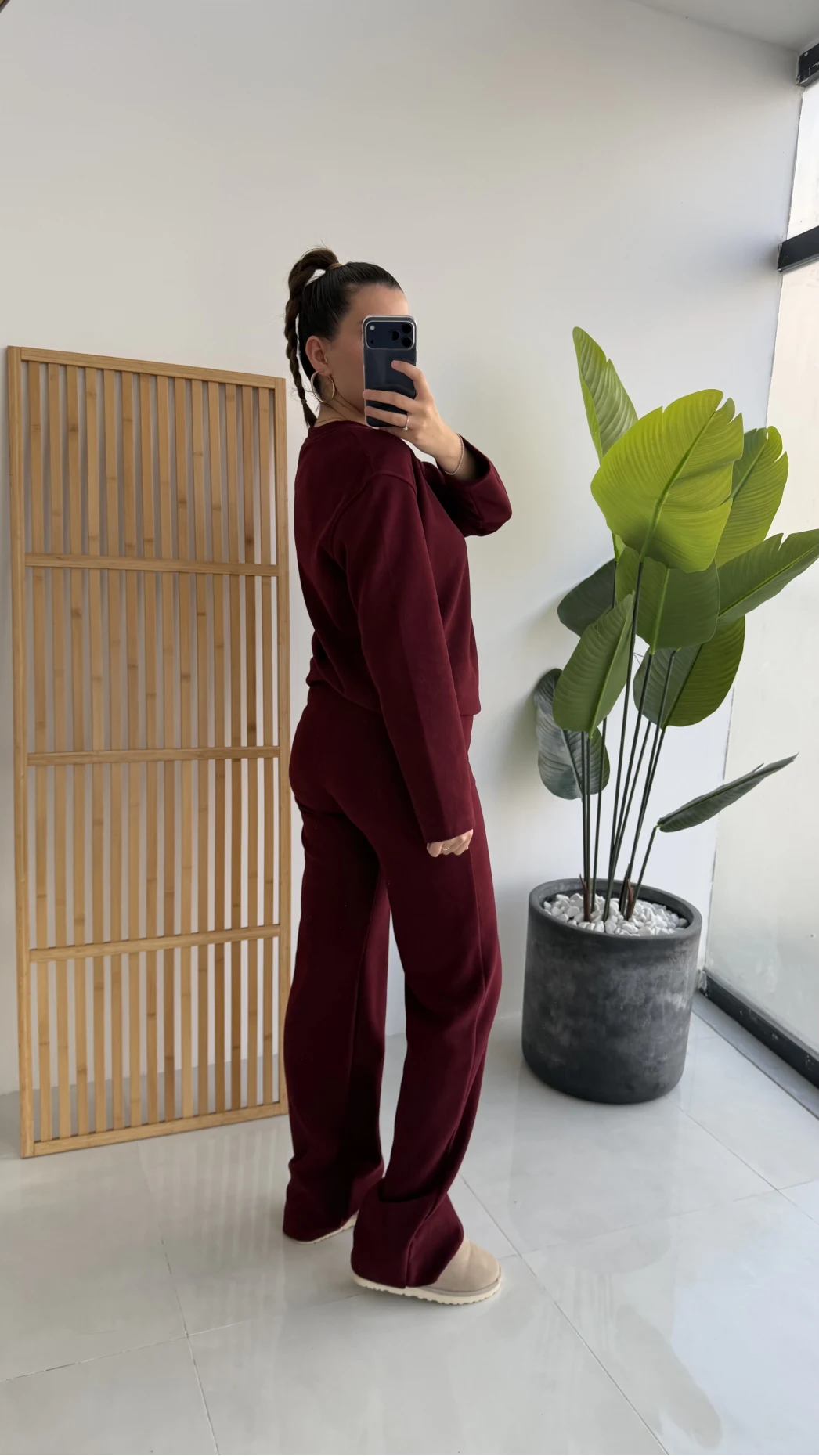 Kadife Fitili Takım Bordo