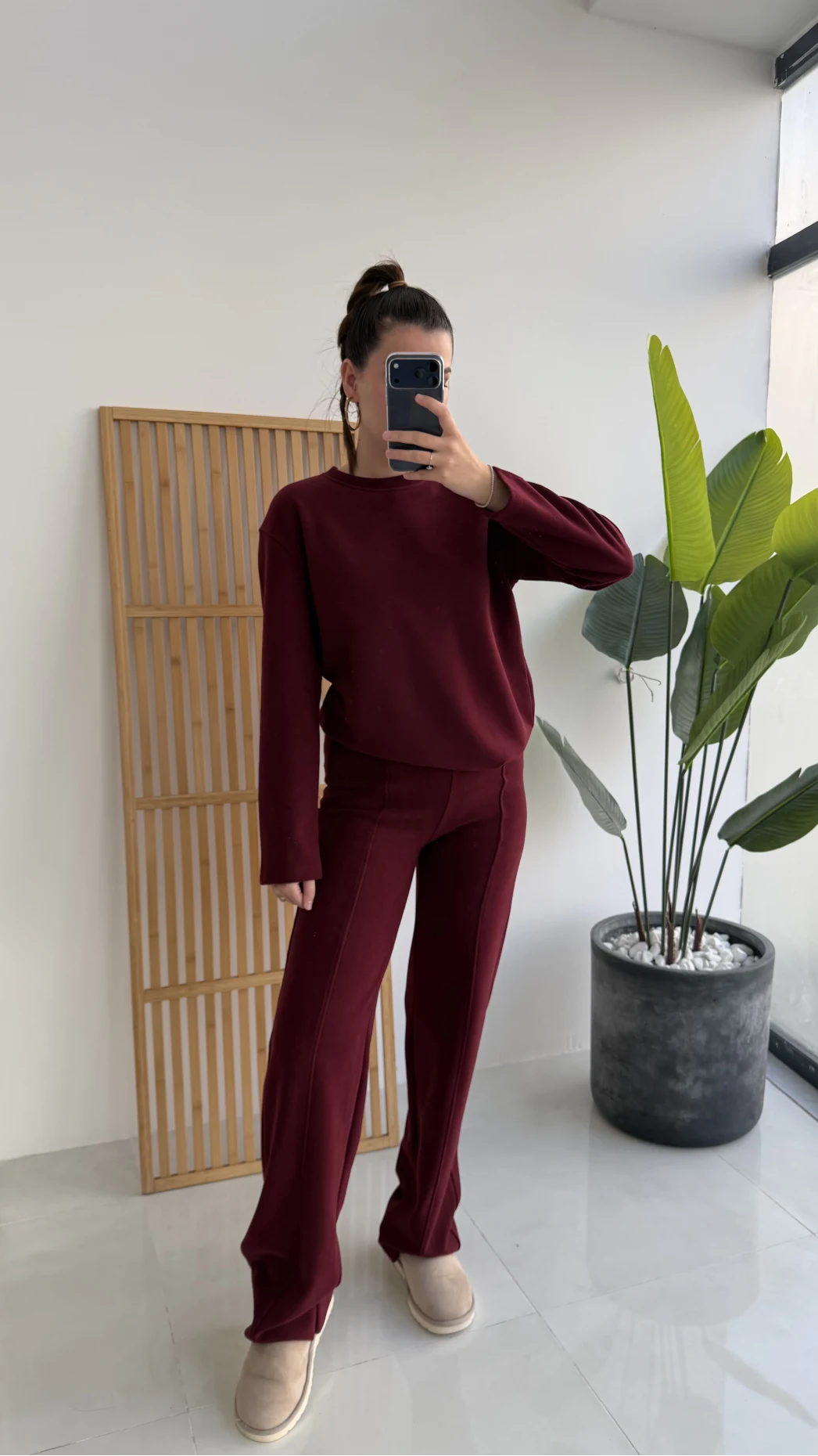 Kadife Fitili Takım Bordo