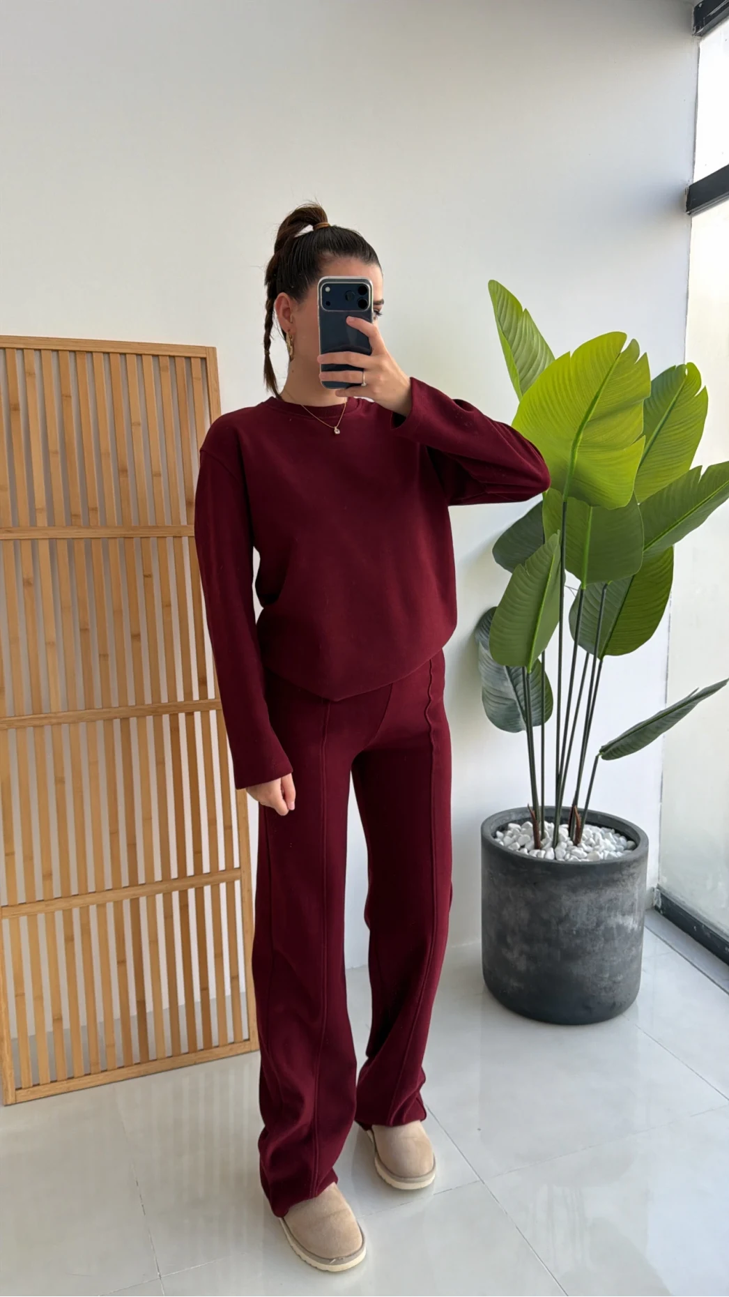 Kadife Fitili Takım Bordo