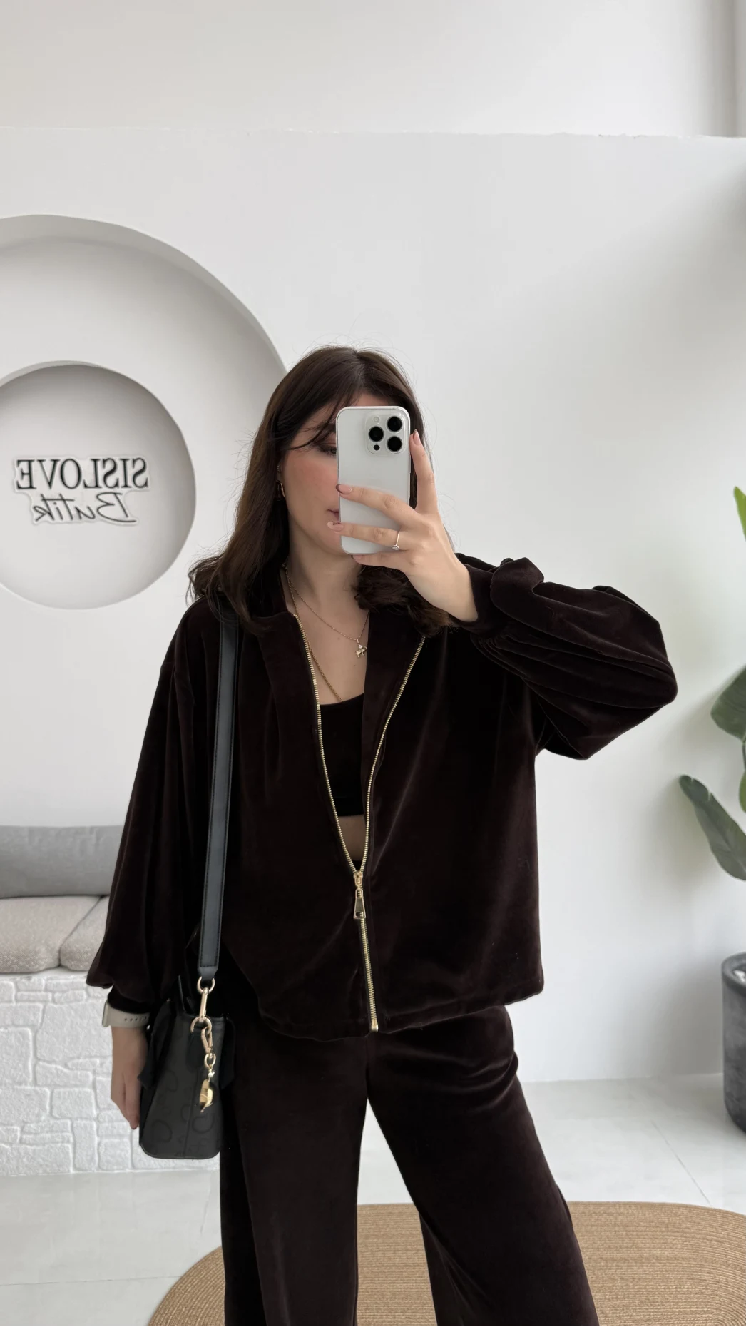 Kadife Üçlü Takım - Acı Kahve - Kod: 0097