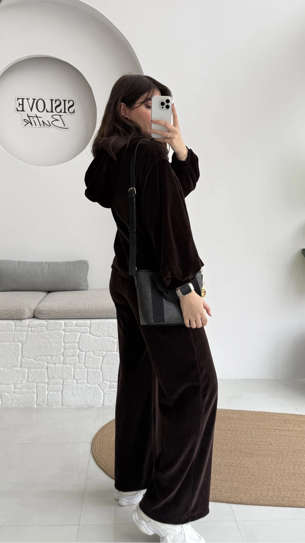 Kadife Üçlü Takım - Acı Kahve - Kod: 0097