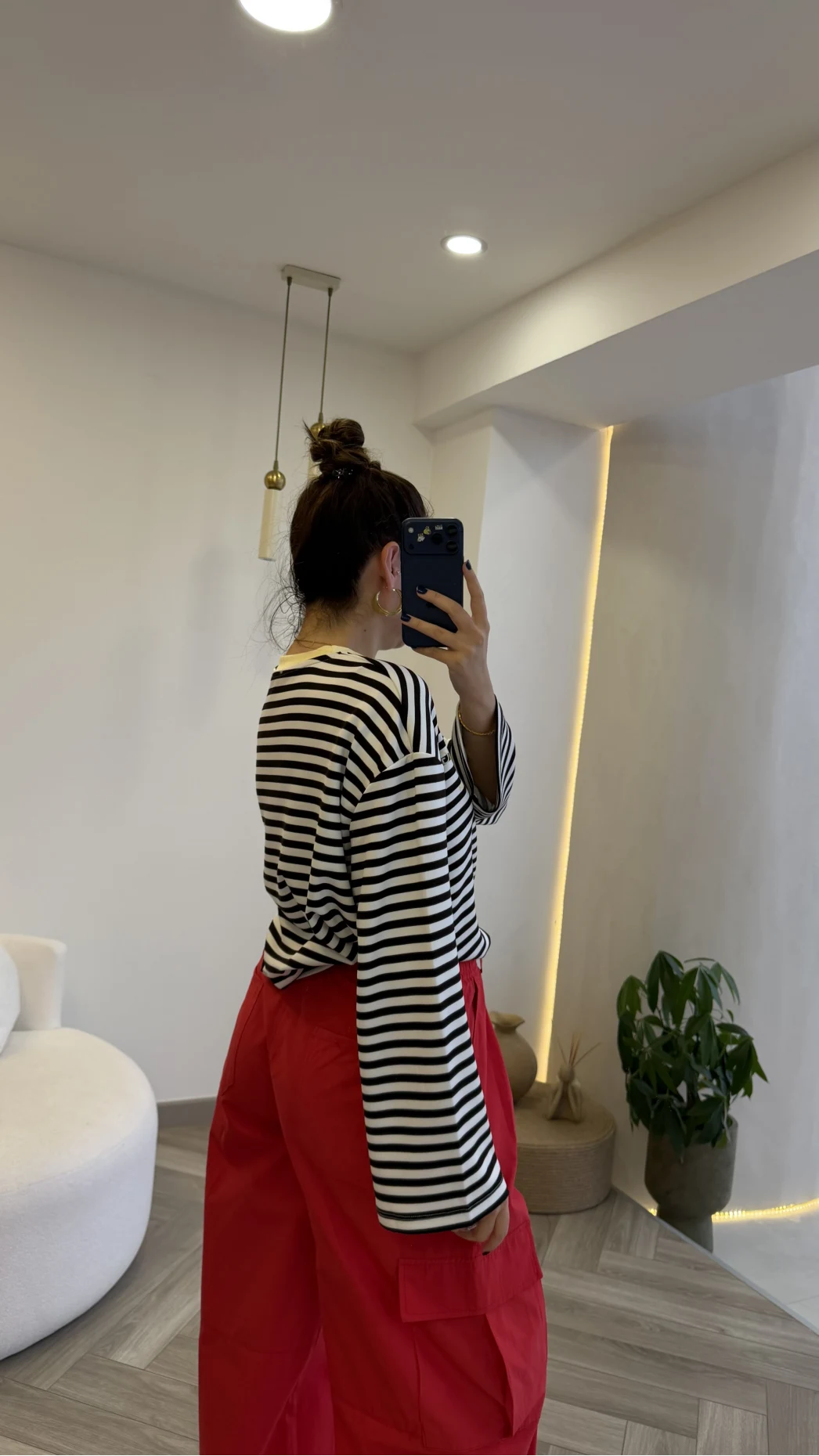 Kahve Çizgili Sarı Baskılı Sweatshirt - Kod: 1126
