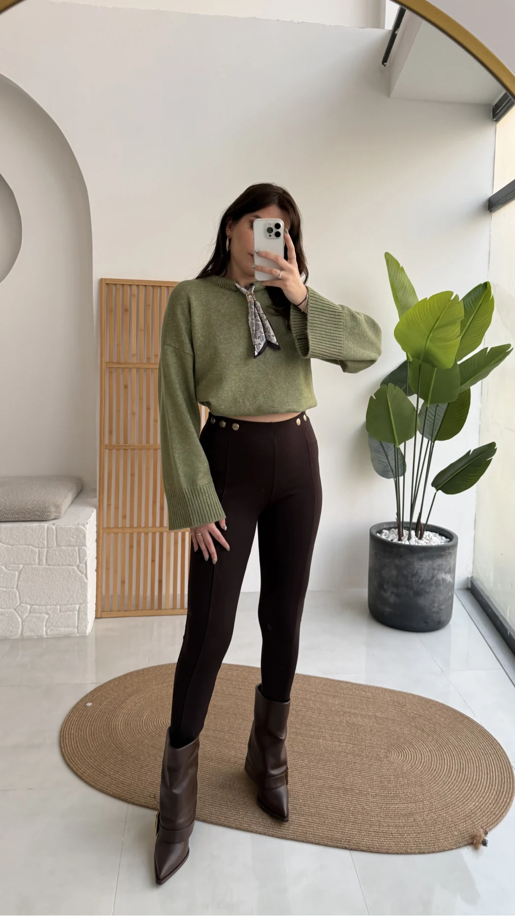 Kahverengi Düğmeli Tayt - Kod: 251165