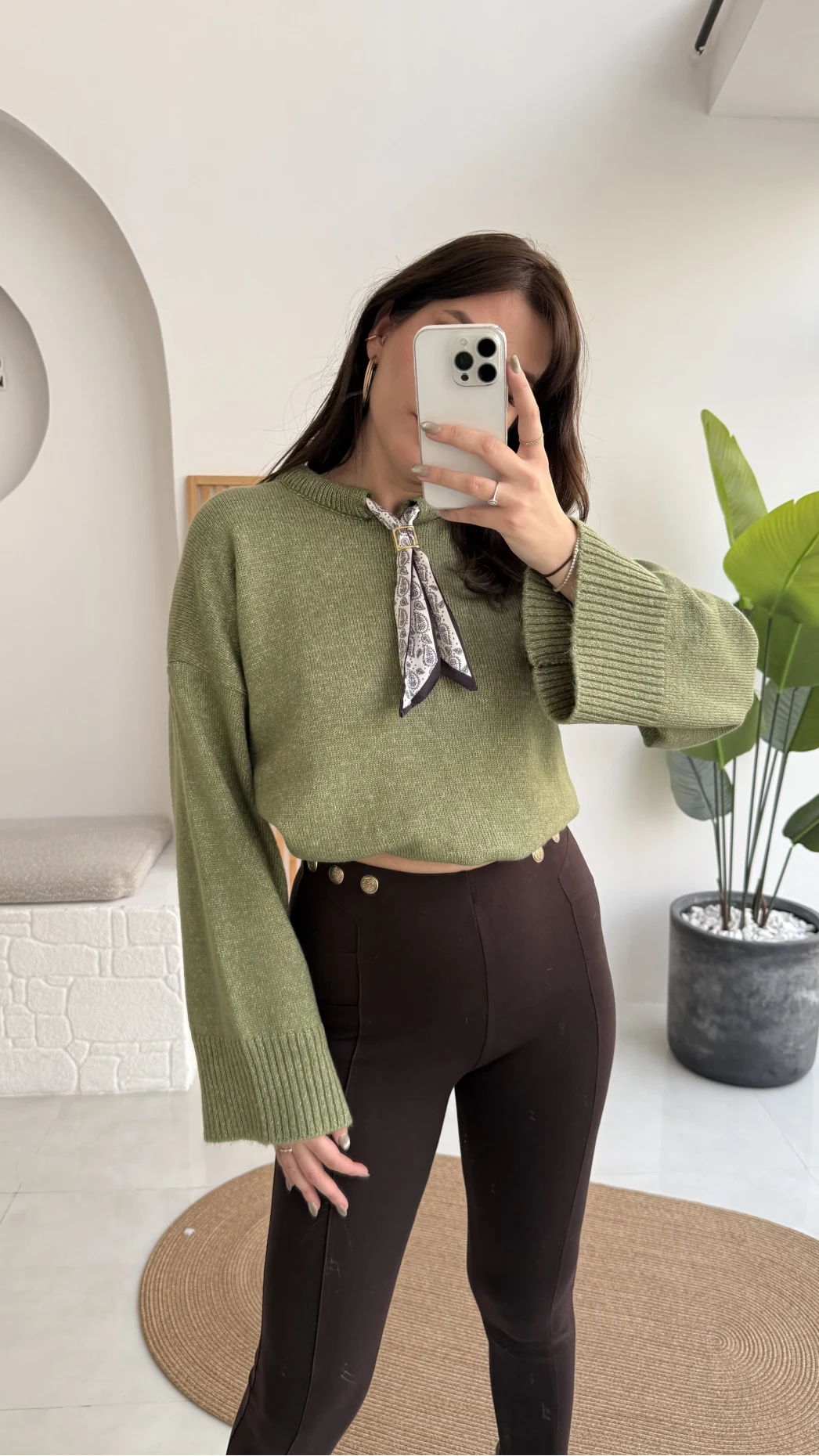 Kahverengi Düğmeli Tayt - Kod: 251165