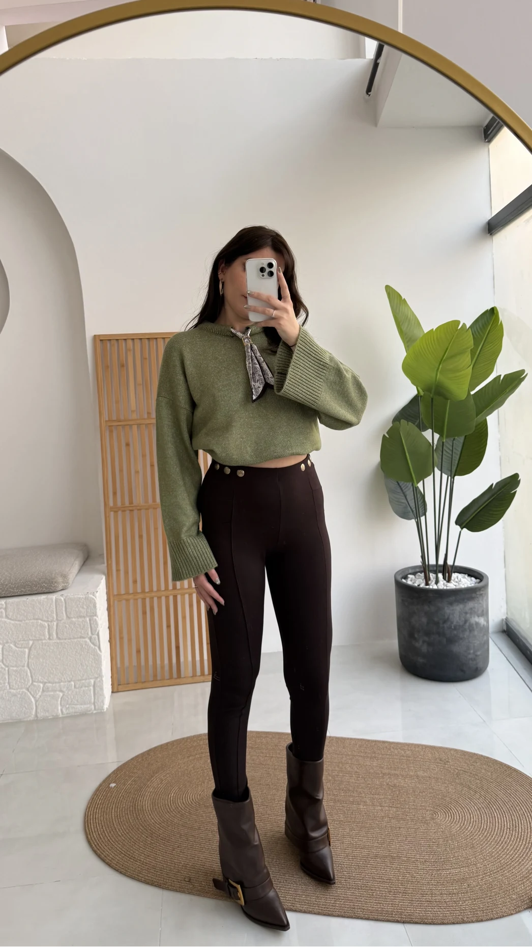 Kahverengi Düğmeli Tayt - Kod: 251165