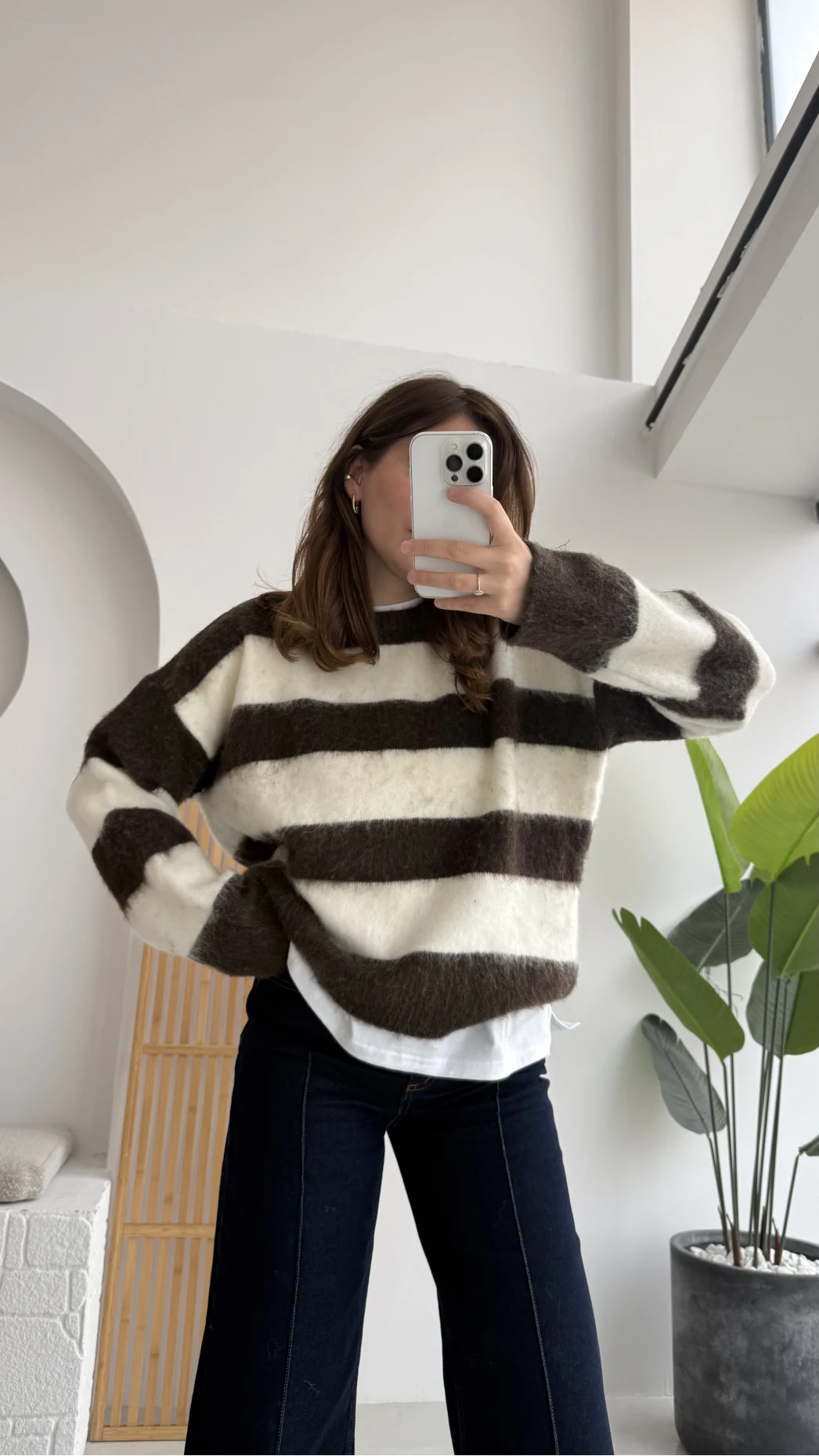 Kalın Çizgili Kazak - Kahverengi