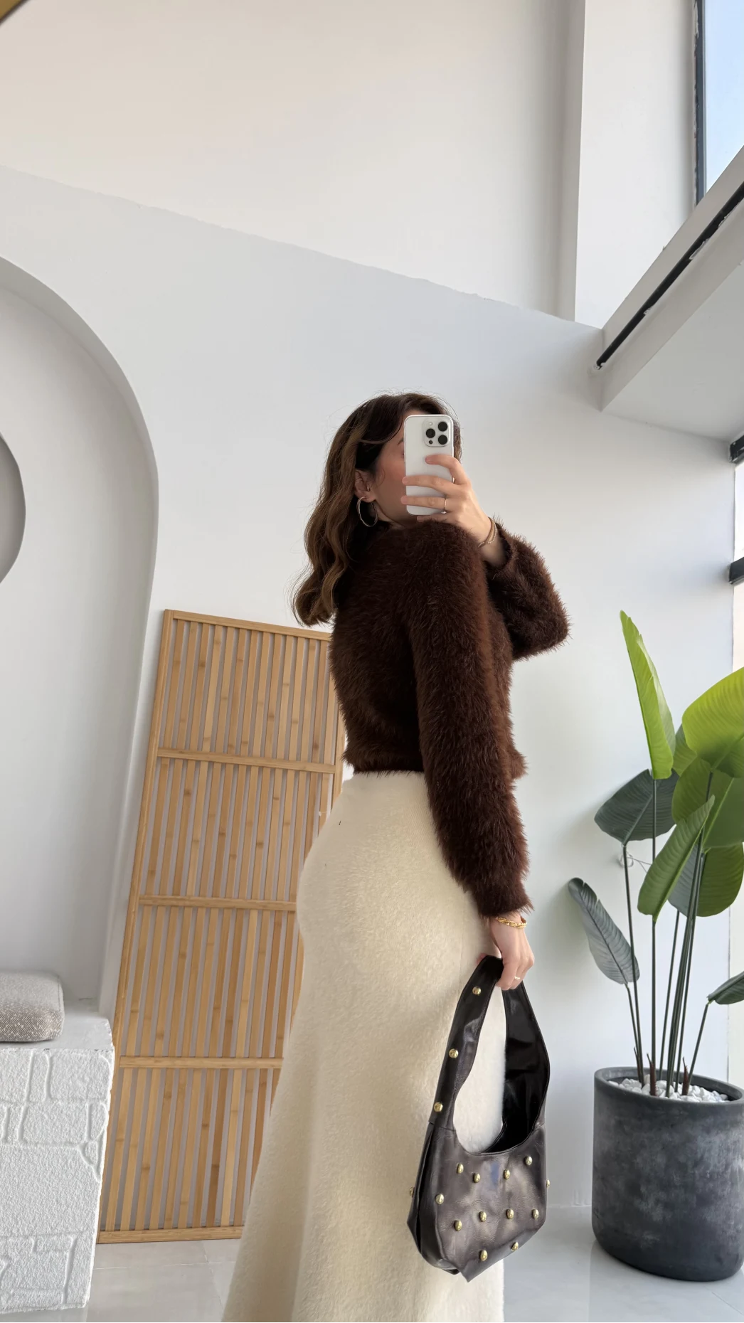 Kalina Bisiklet Yaka Tüylü Yumoş Kazak - Acı Kahve