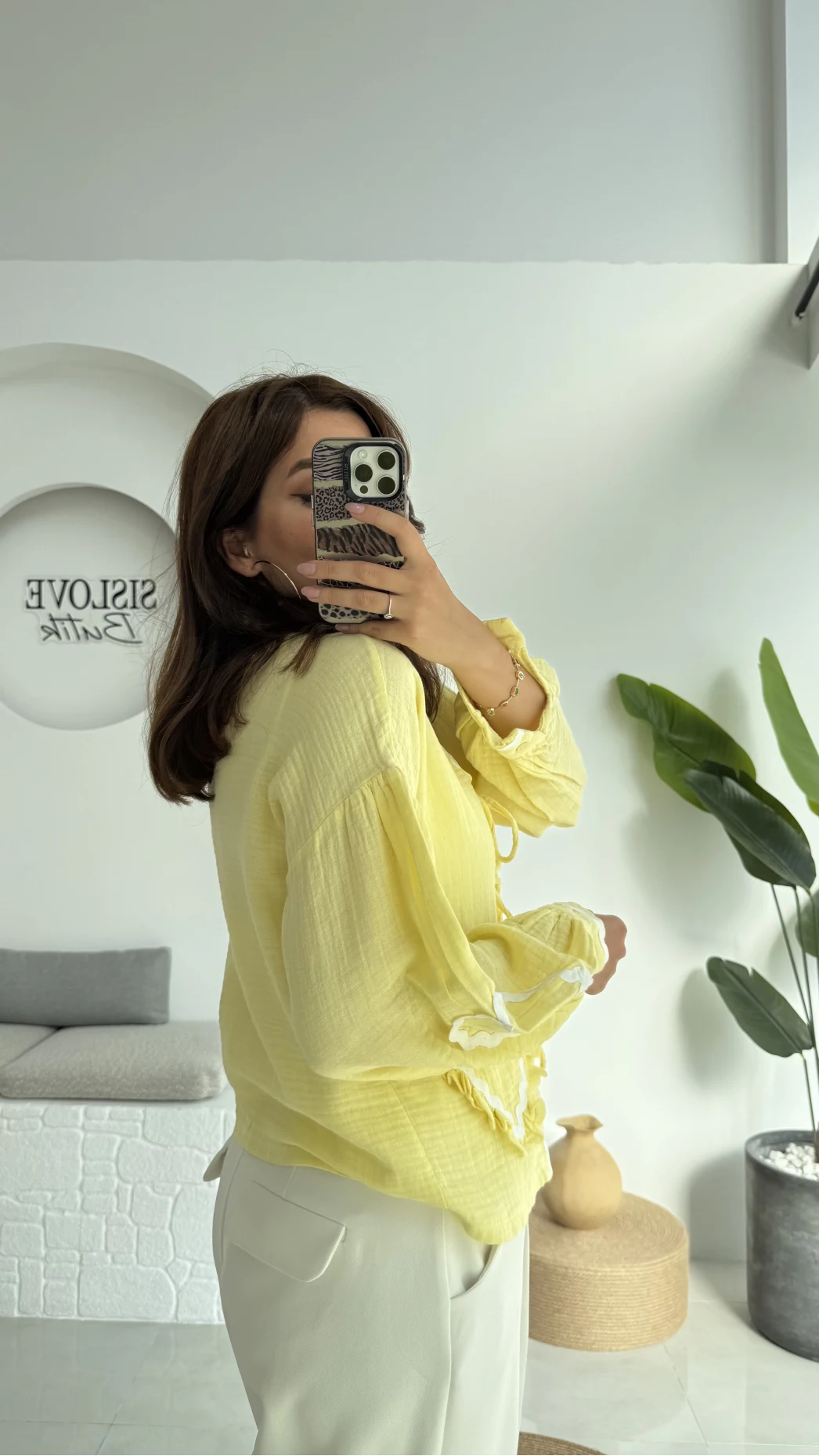 Kalp İşlemeli Pinterst Bluz - Sarı - 1027