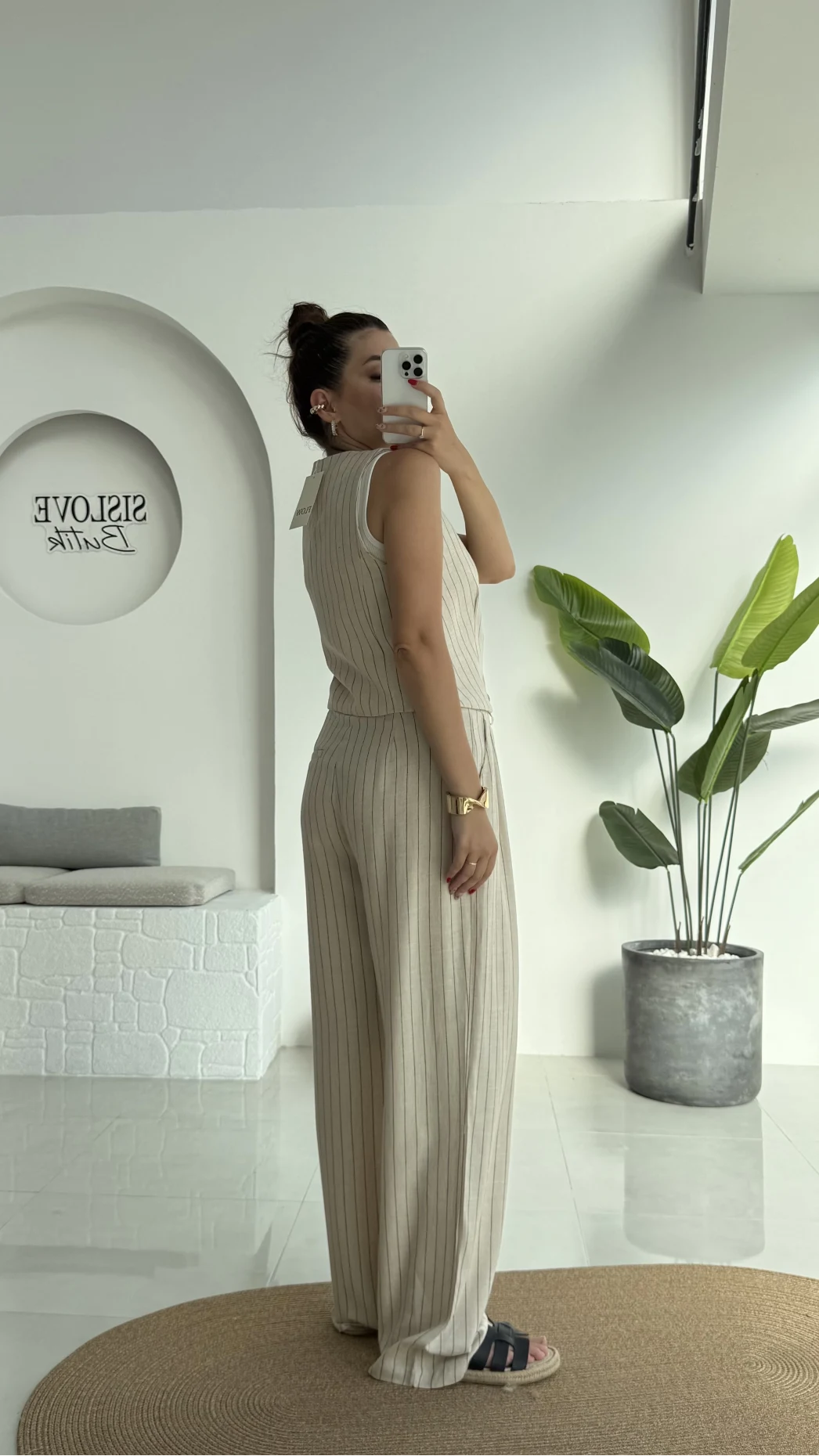 Karina Çizgili Yelek Pantolon Takım - 7212
