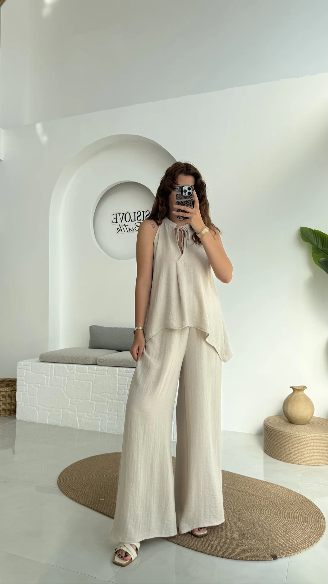 Karmen Keten Takım Krem 51182