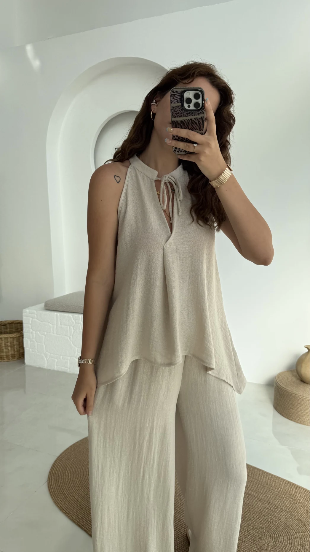 Karmen Keten Takım Krem 51182