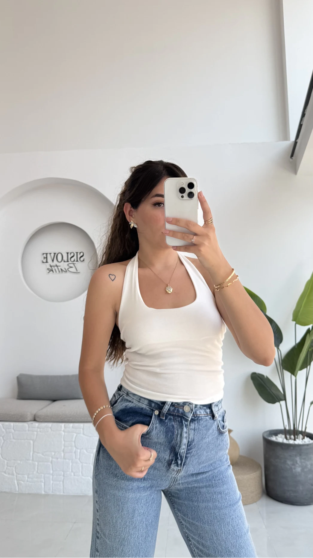 Karolina Boyundan Geçmeli Crop - Beyaz