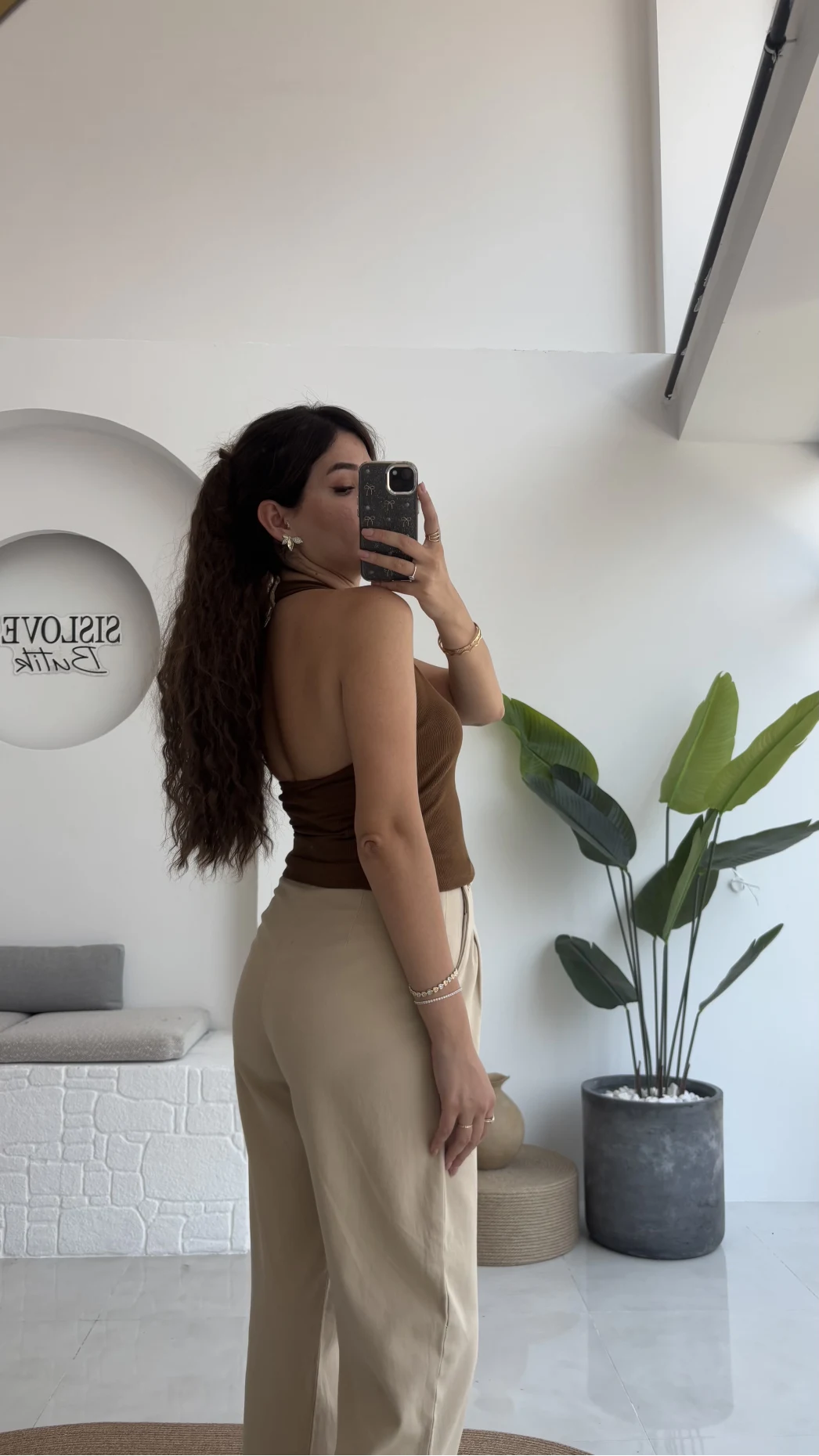 Karolina Boyundan Geçmeli Crop - Kahverengi