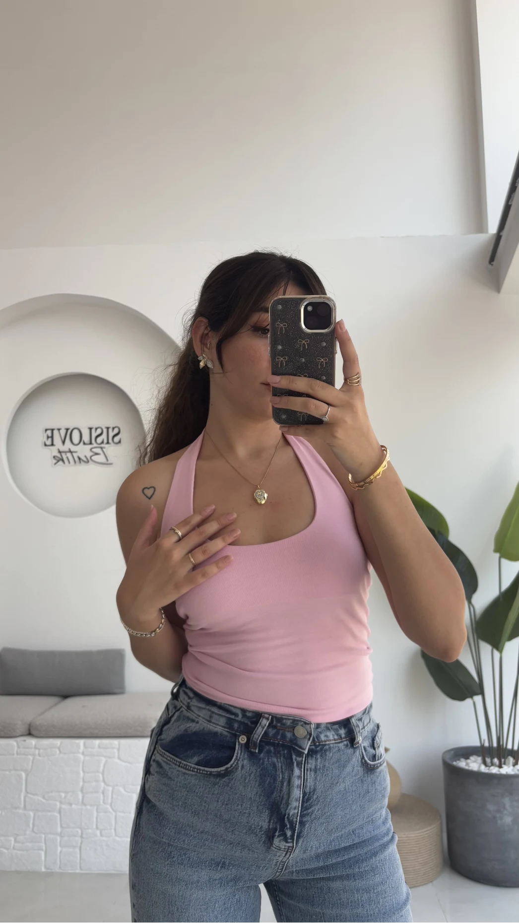 Karolina Boyundan Geçmeli Crop - Pembe