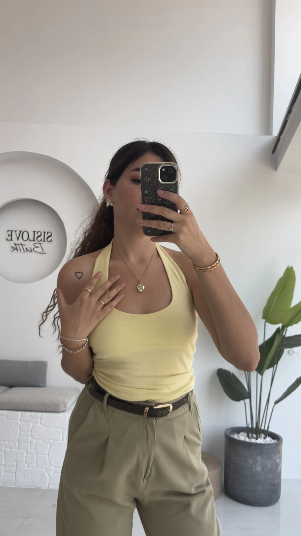 Karolina Boyundan Geçmeli Crop - Sarı
