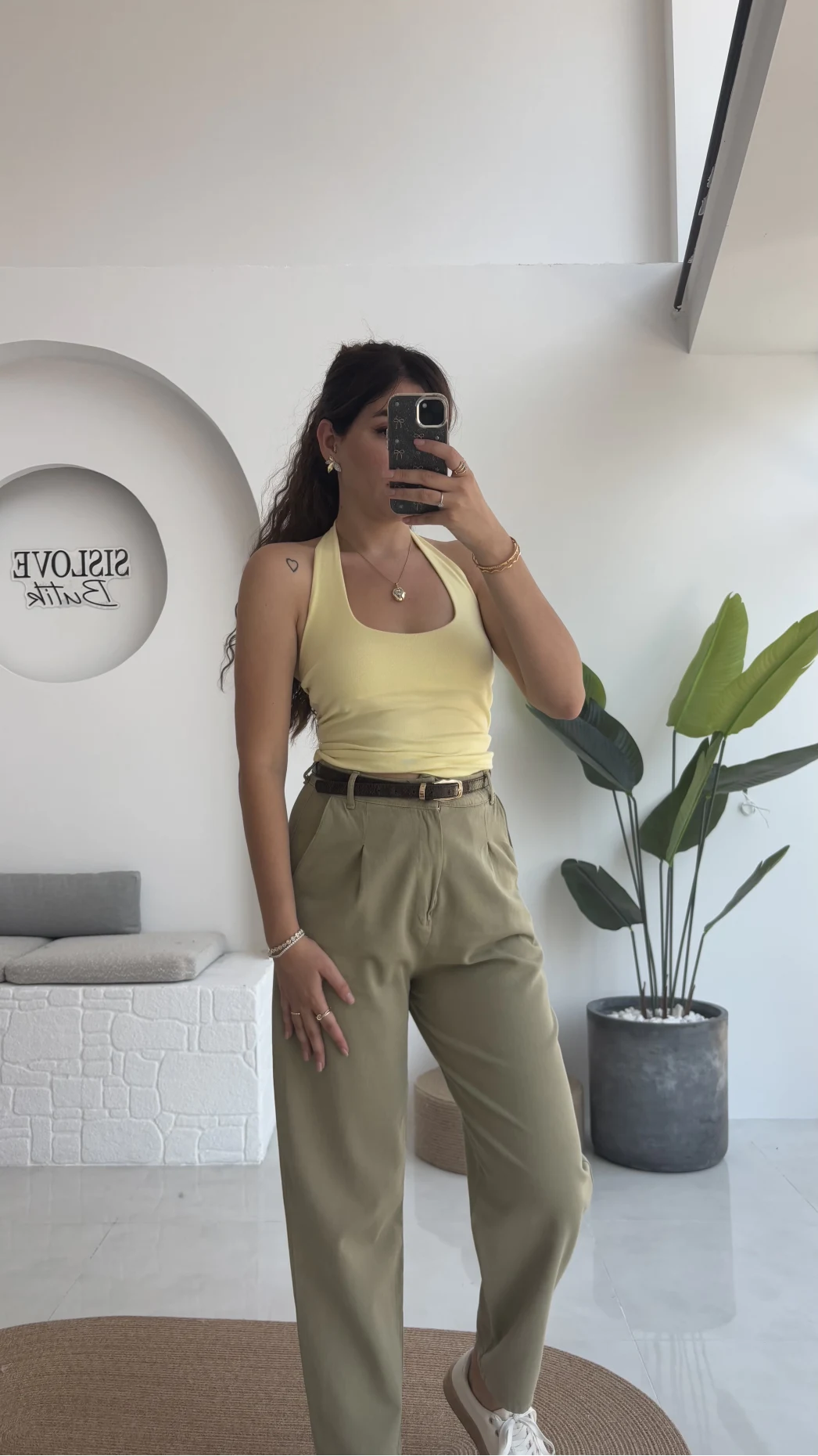 Karolina Boyundan Geçmeli Crop - Sarı