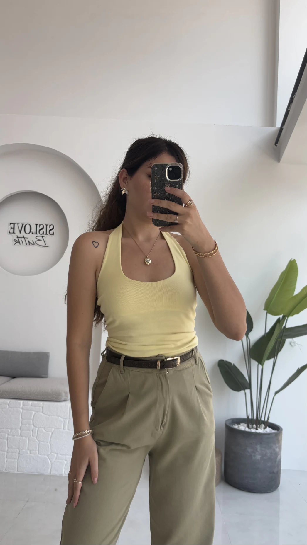 Karolina Boyundan Geçmeli Crop - Sarı