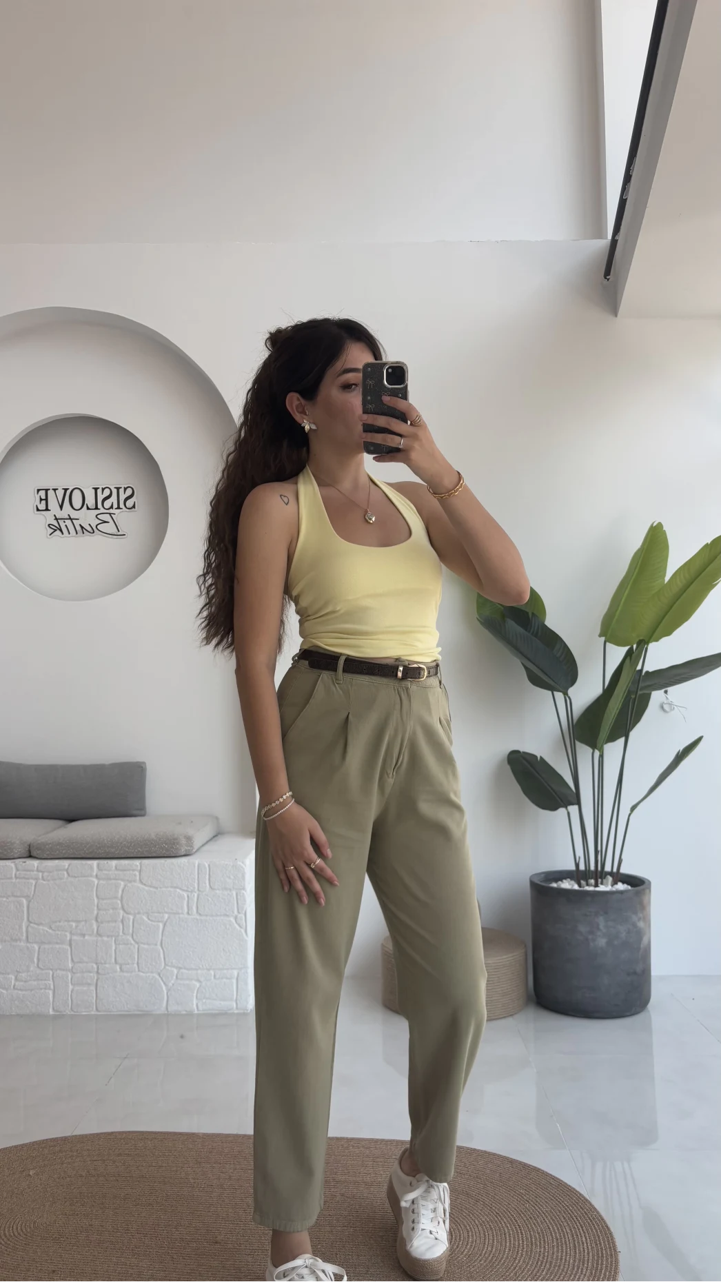 Karolina Boyundan Geçmeli Crop - Sarı
