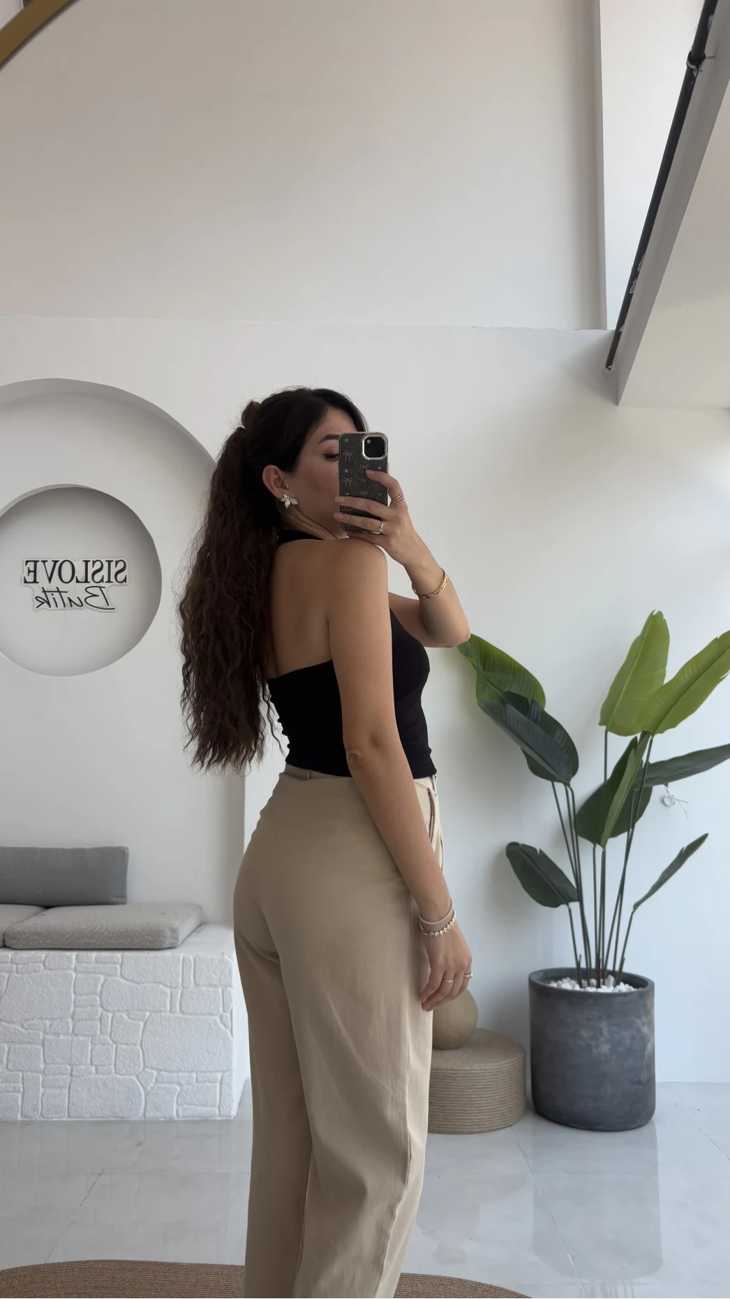 Karolina Boyundan Geçmeli Crop - Siyah
