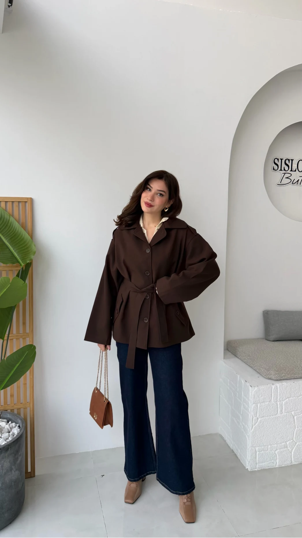 Katy Bağlamalı Trenç - Acı Kahve - Kod: 7651