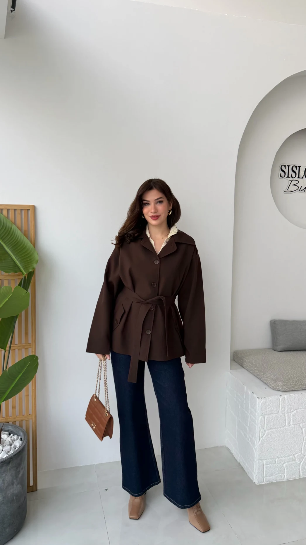 Katy Bağlamalı Trenç - Acı Kahve - Kod: 7651