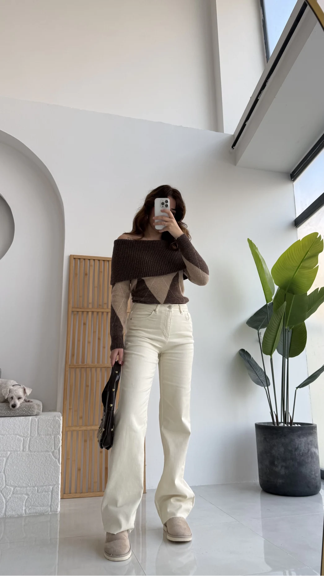 Kayık Yaka Kazak - Kahverengi - KOD:9077