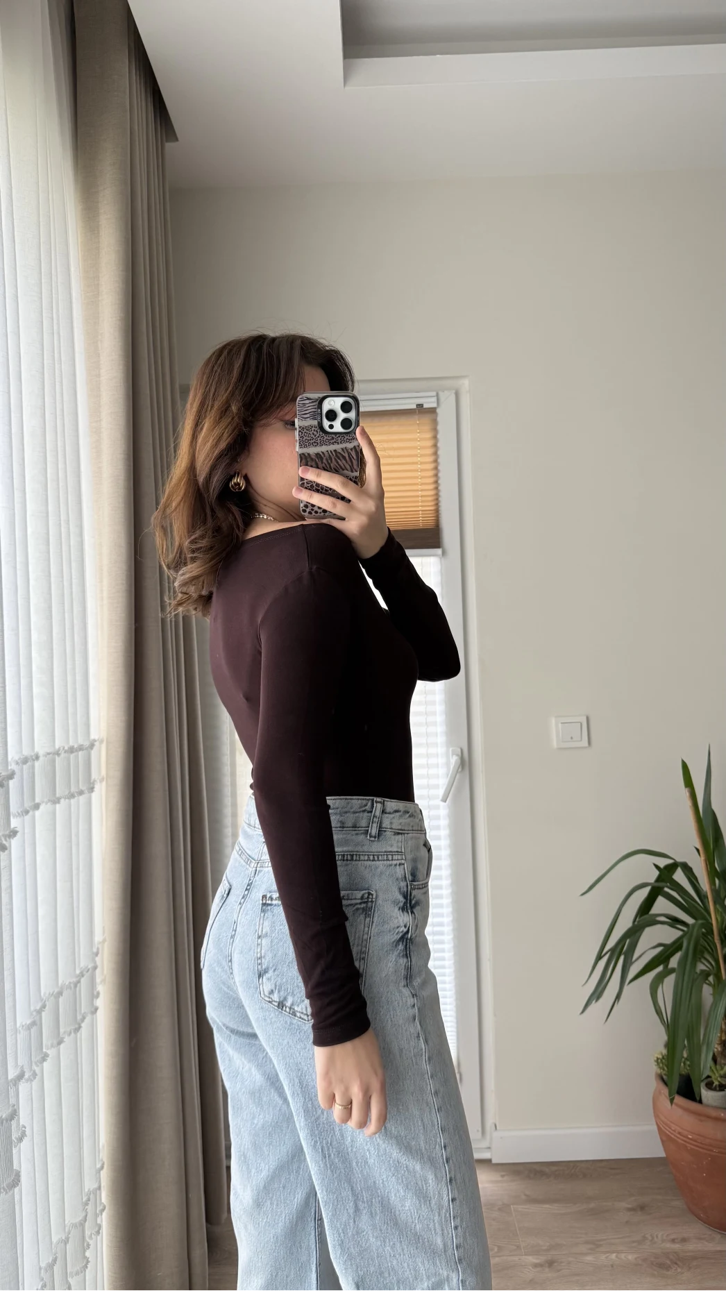 Kayık Yaka Oys Body Acı Kahve