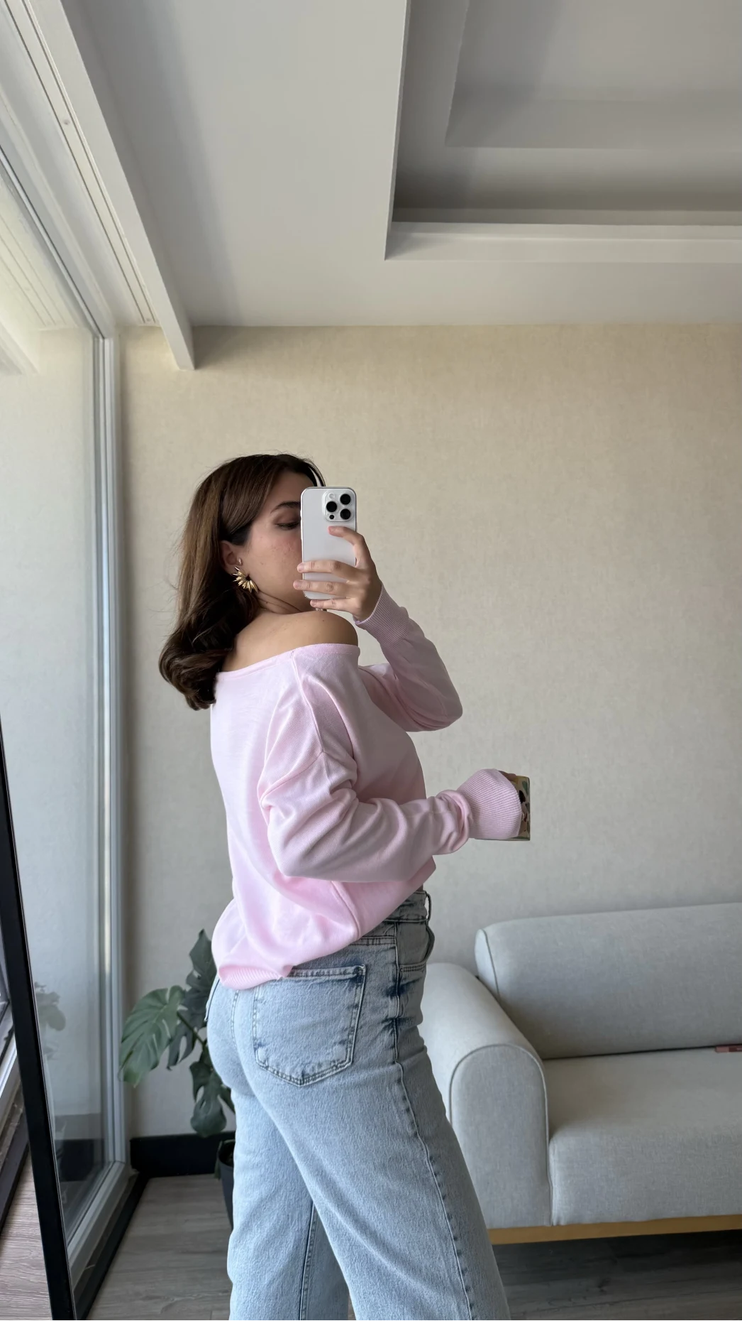 Kayık Yaka Pembe Triko