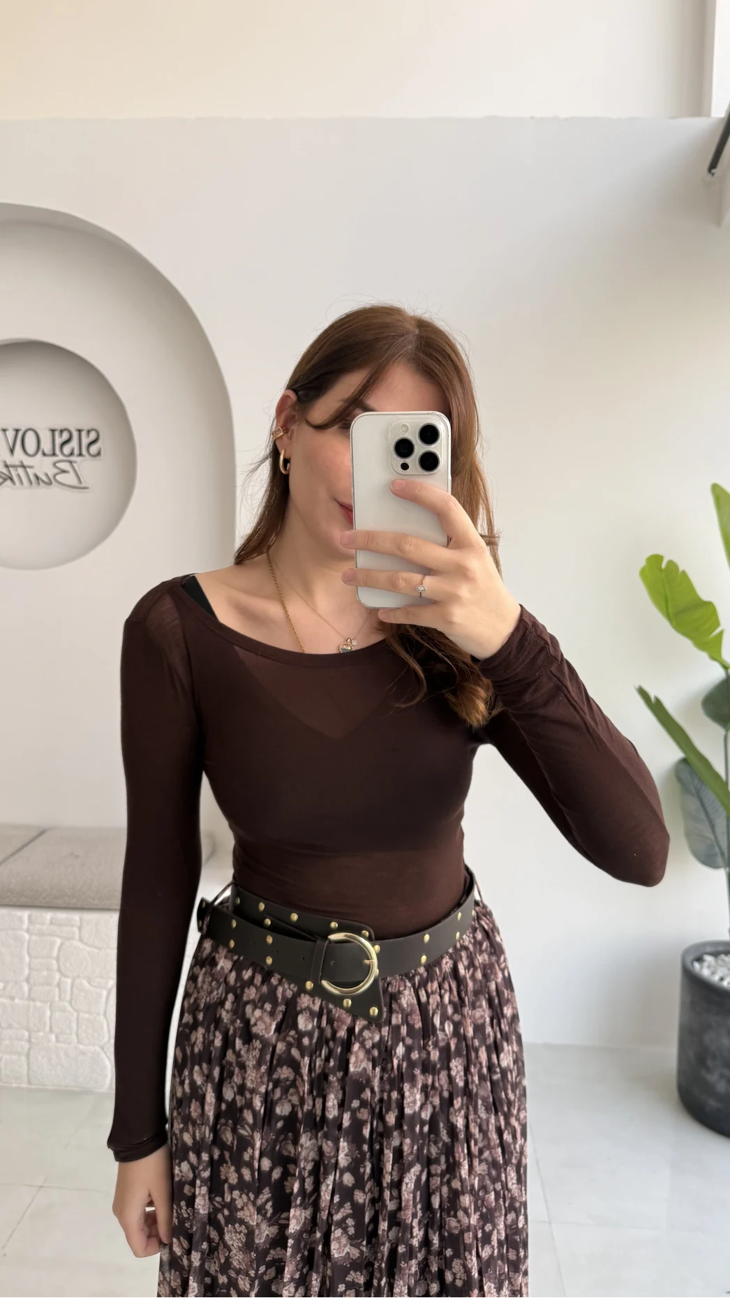 Kayık Yaka Transparan - Acı Kahve