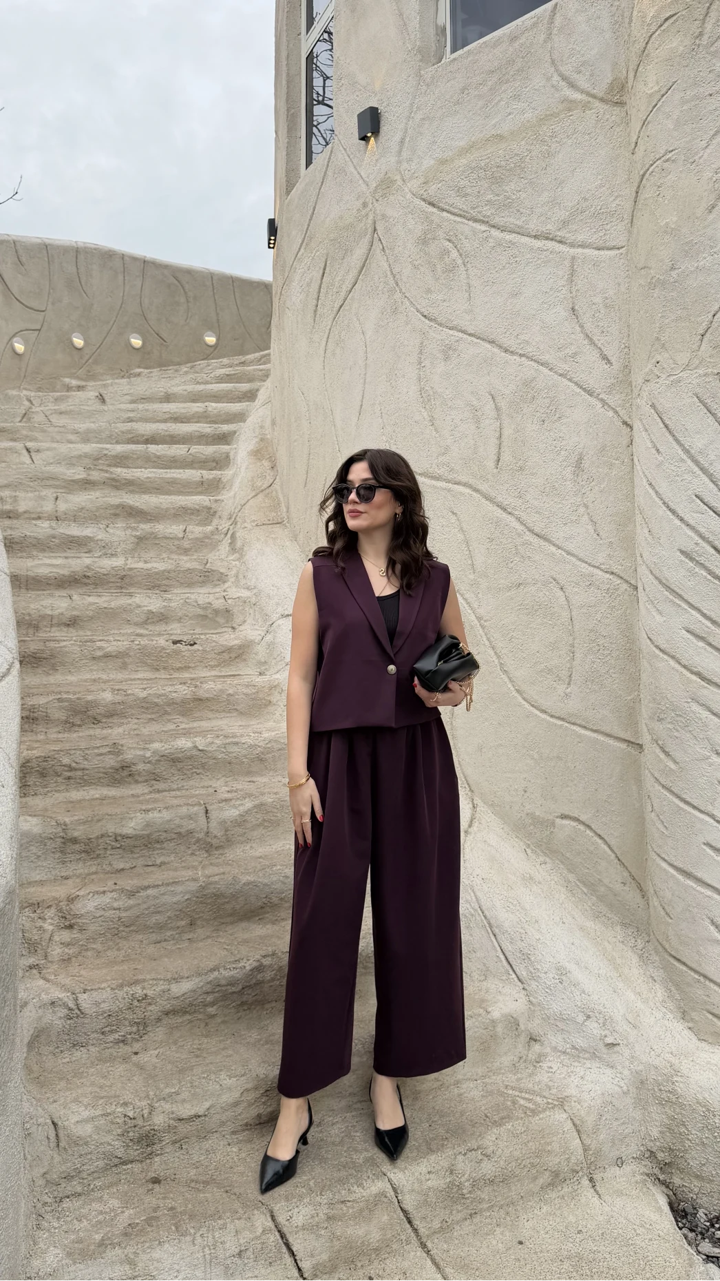 Kelly Yelek Pantolon Takım - Mürdüm - Kod: 9588