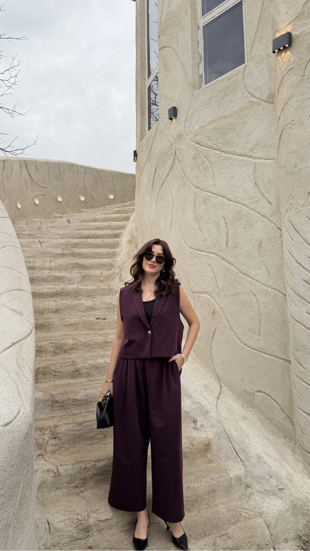 Kelly Yelek Pantolon Takım - Mürdüm - Kod: 9588