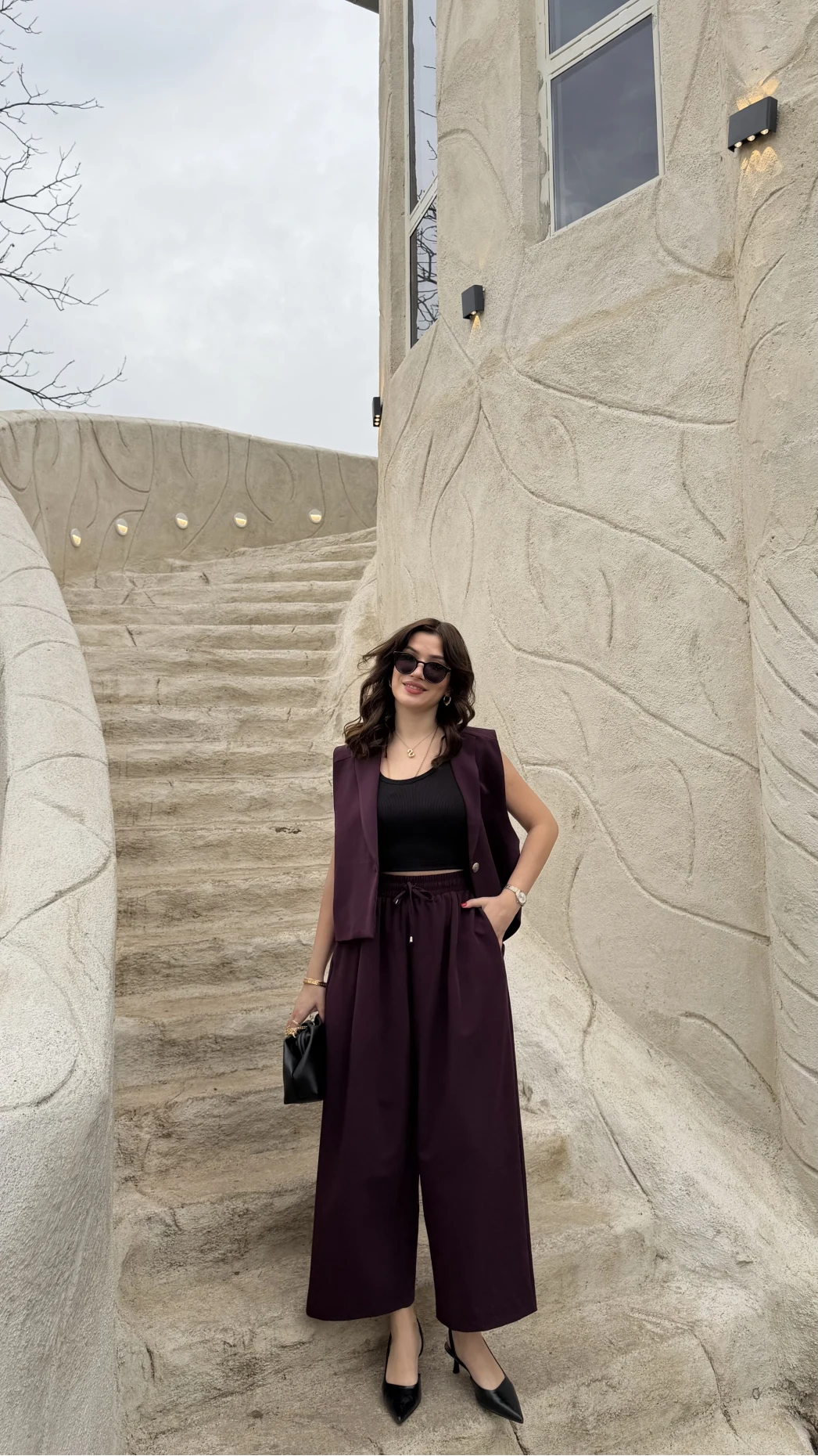 Kelly Yelek Pantolon Takım - Mürdüm - Kod: 9588