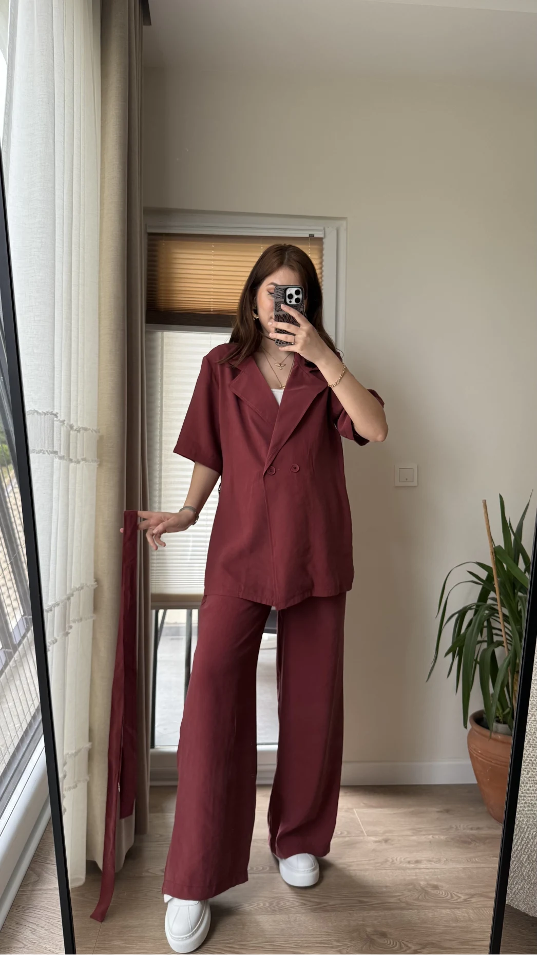 Kemdın Kısa Kollu Modal Kumaşlı Takım Bordo