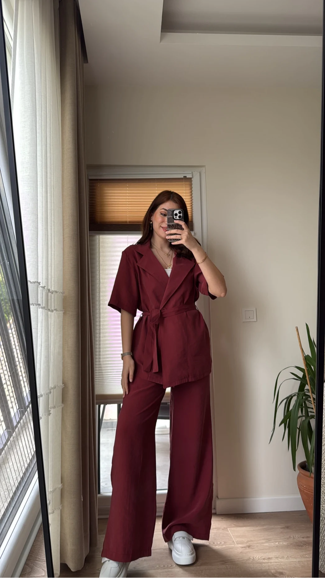 Kemdın Kısa Kollu Modal Kumaşlı Takım Bordo