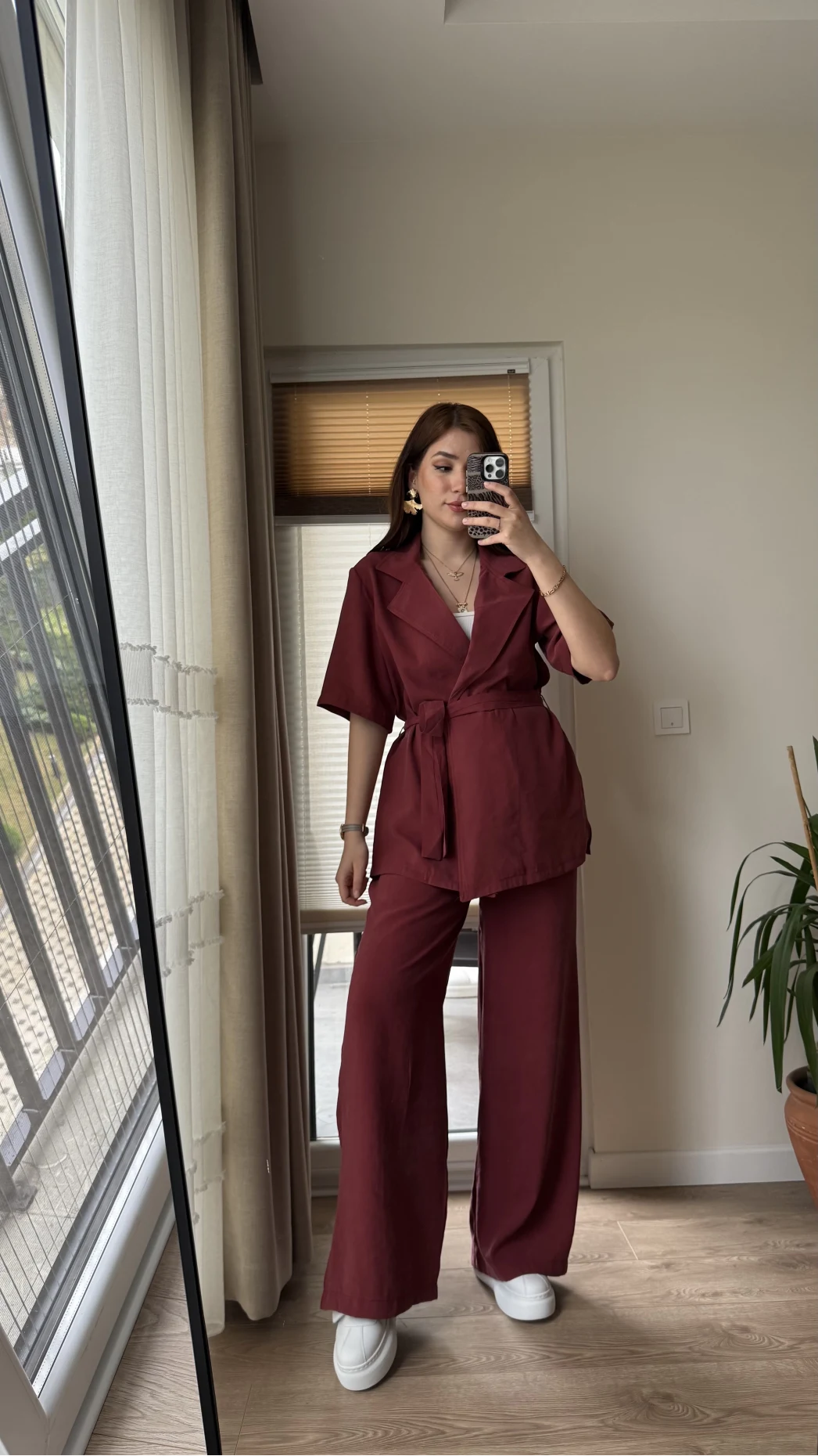 Kemdın Kısa Kollu Modal Kumaşlı Takım Bordo
