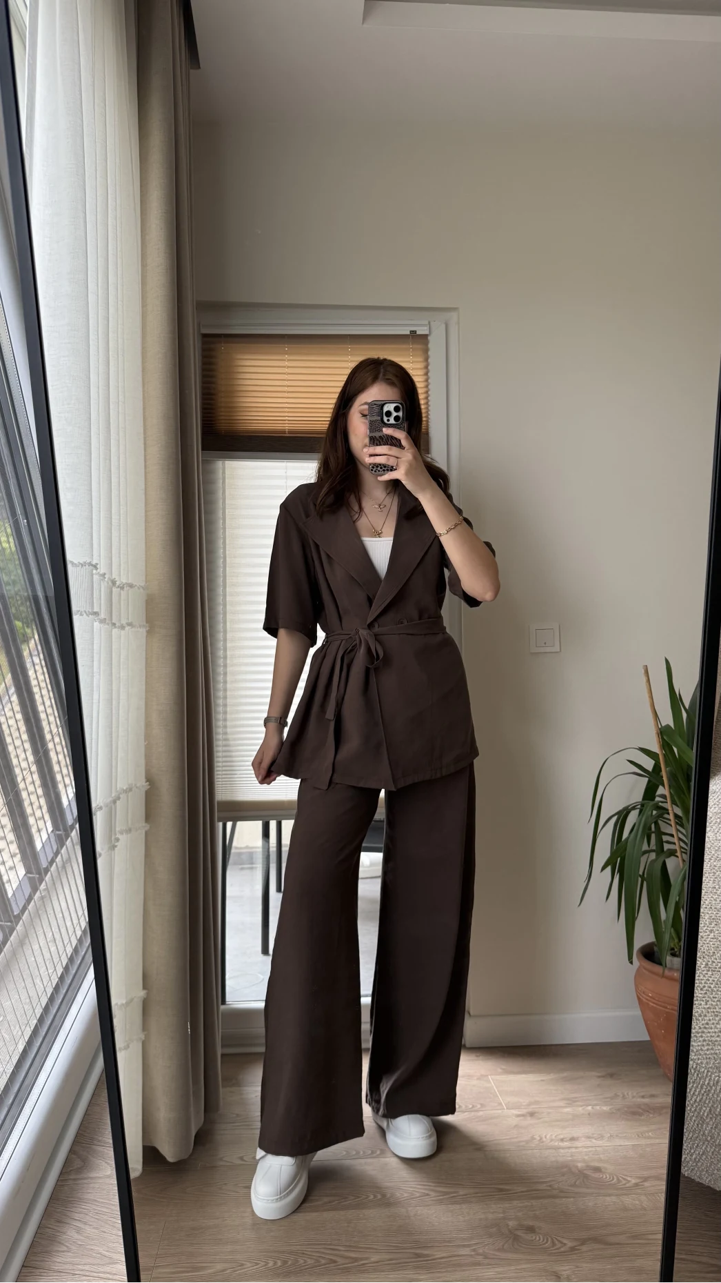 Kemdın Kısa Kollu Modal Kumaşlı Takım Kahve