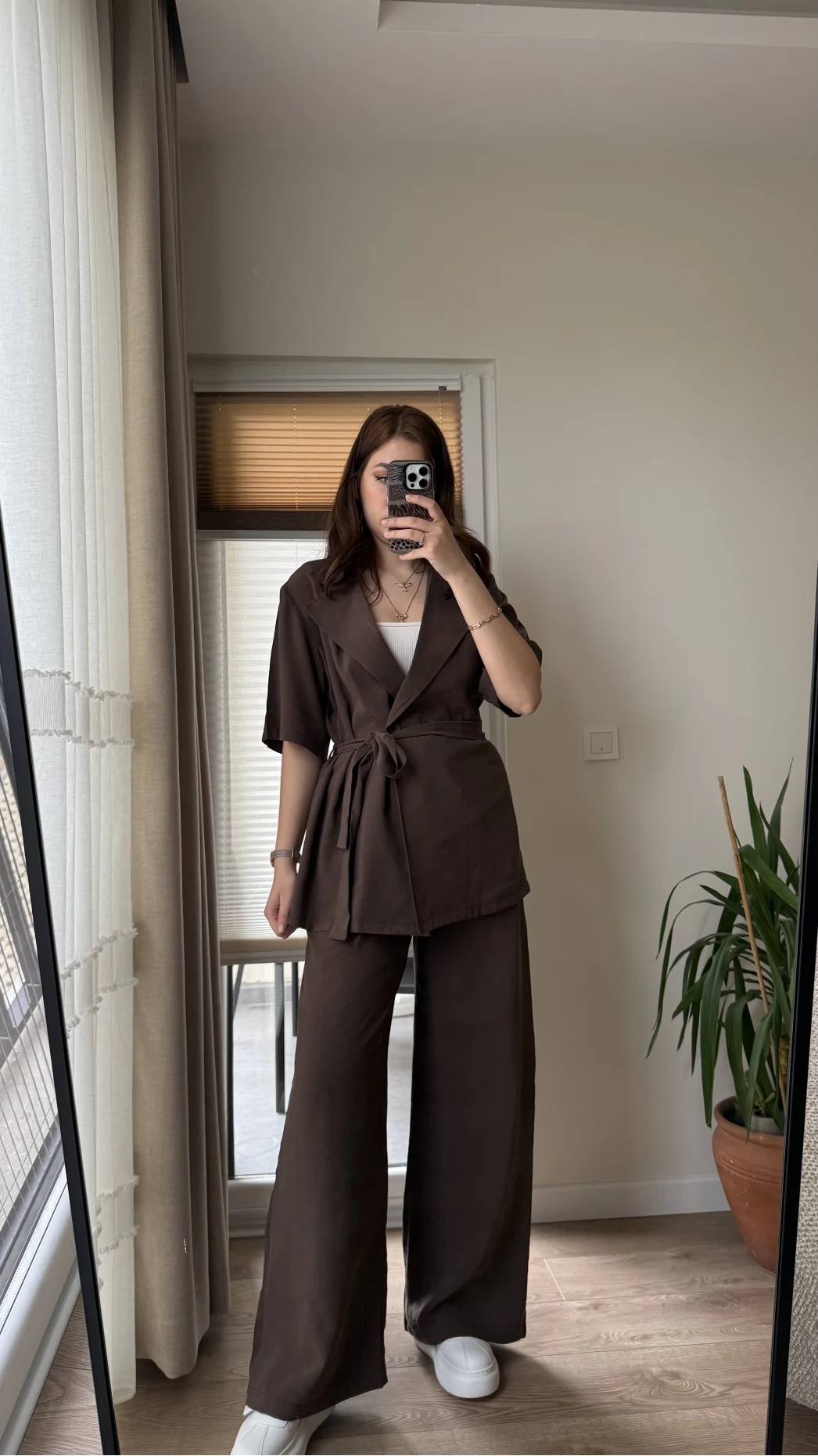 Kemdın Kısa Kollu Modal Kumaşlı Takım Kahve