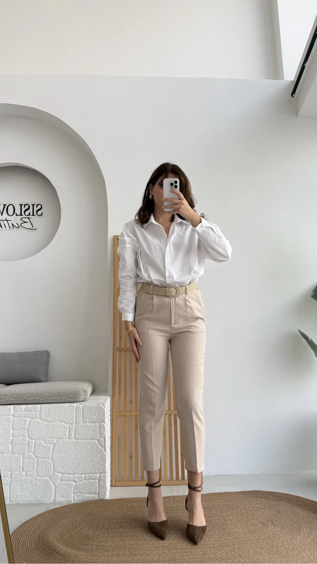 Kemerli Atlas Pantolon Taş Kod: 50710