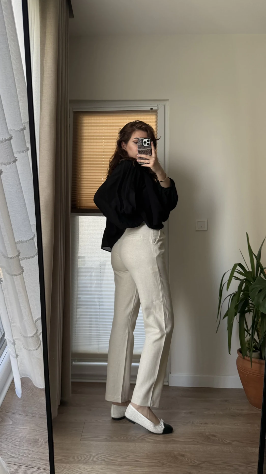 Kemerli Keten Natural Pantolon