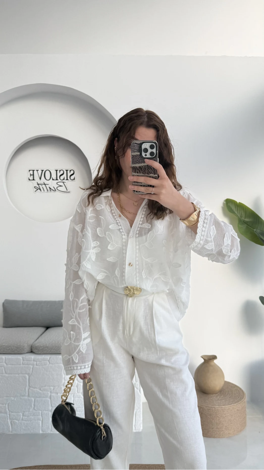 Kemerli Keten Pantolon Beyaz - 50985