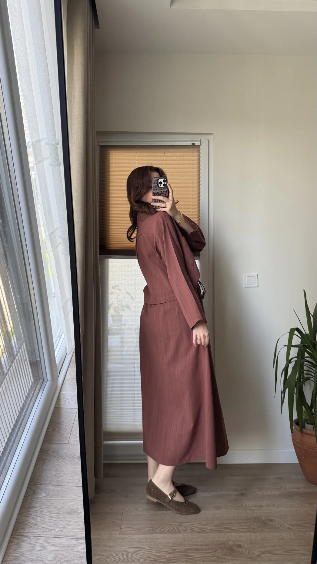 Keten Etek Gömlek Takım Kiremit