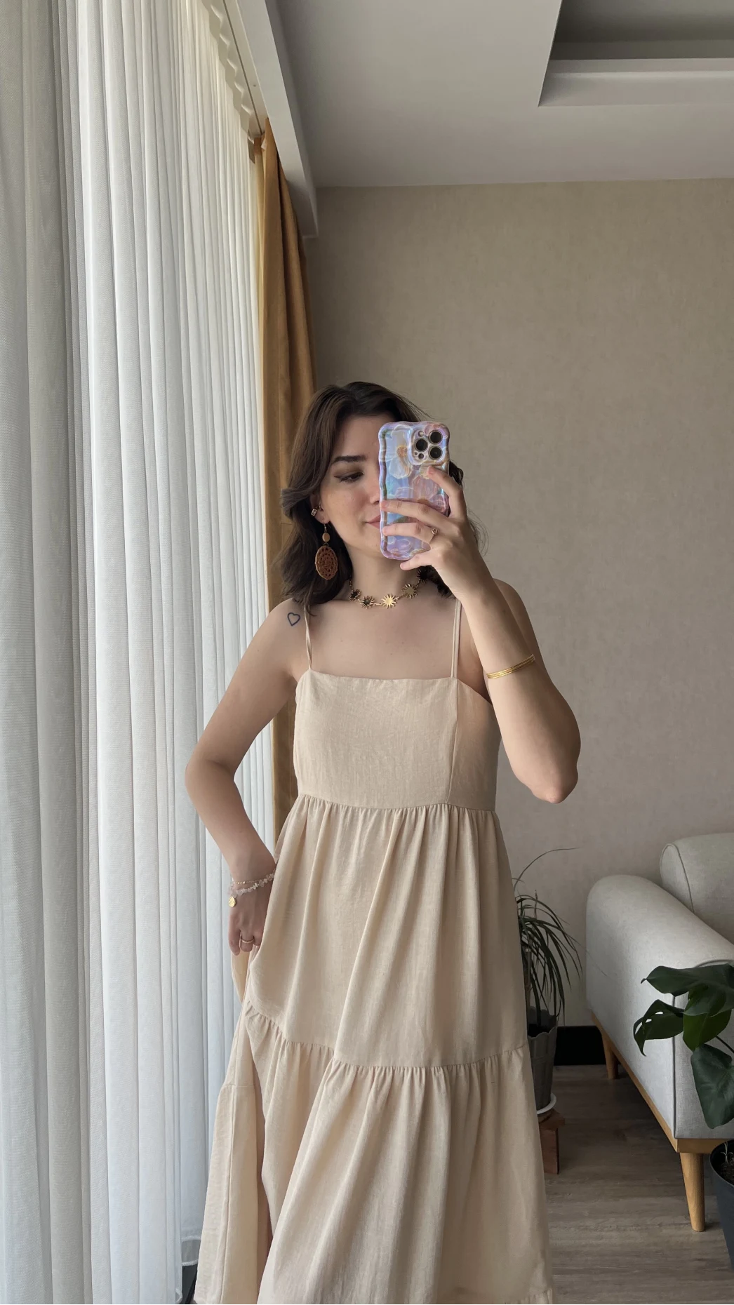 Keten Kat Kat Elbise Krem