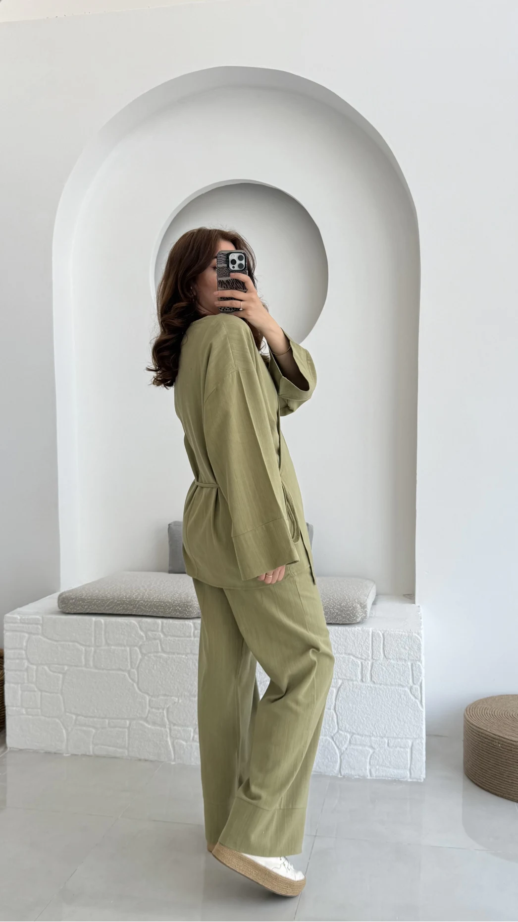 Keten Kimono Takım Haki 8582 EF