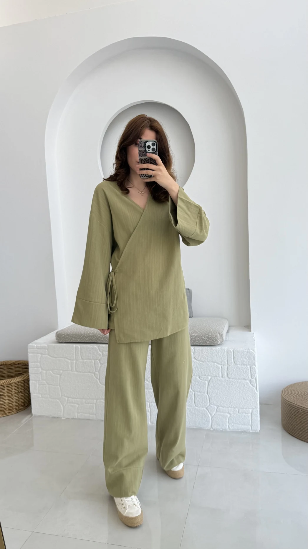 Keten Kimono Takım Haki 8582 EF