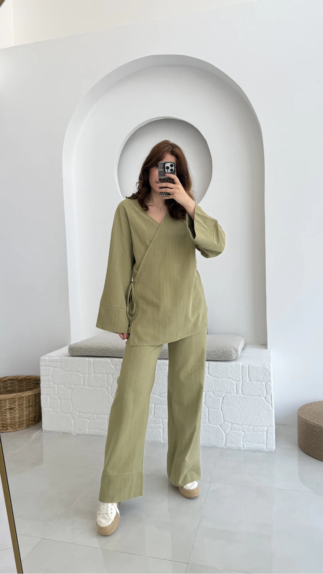 Keten Kimono Takım Haki 8582 EF
