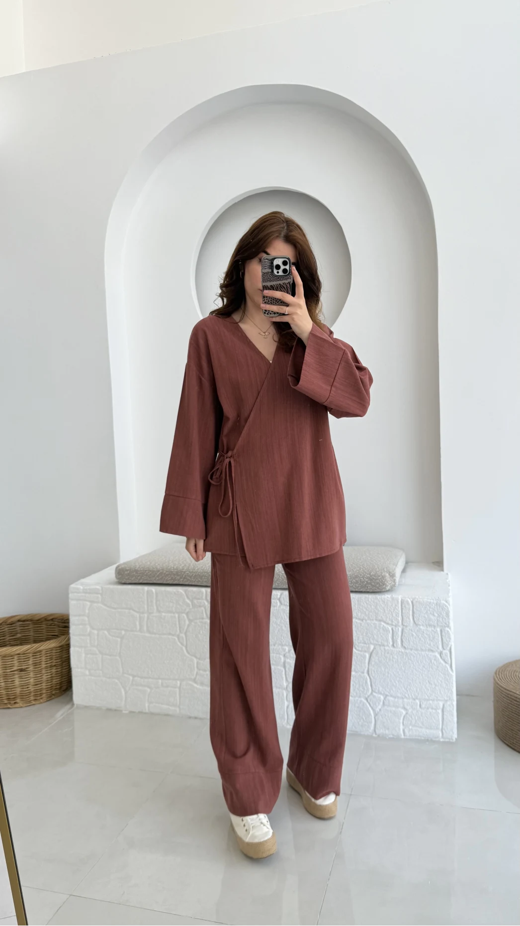 Keten Kimono Takım Kiremit 8582 EF