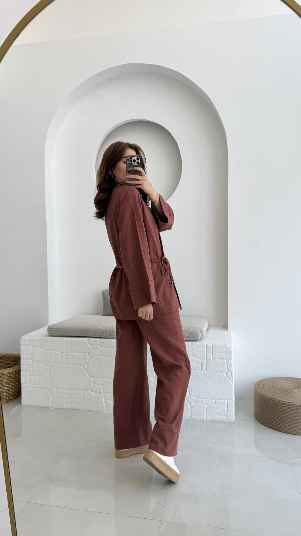 Keten Kimono Takım Kiremit 8582 EF