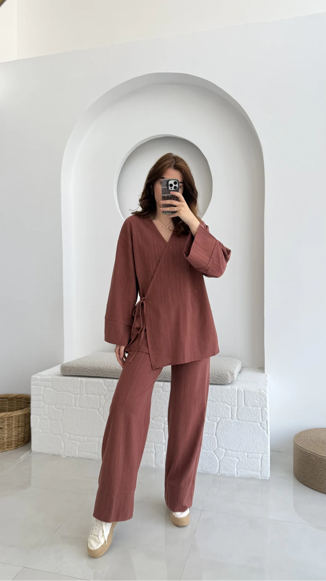 Keten Kimono Takım Kiremit 8582 EF